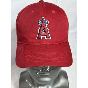 Vintage ~ Los Angeles Angels Strapback Baseball Hat Cap (OSFM) Red MLB (Y2K)